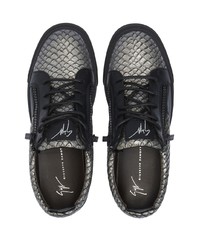 Baskets basses en cuir imprimées serpent gris foncé Giuseppe Zanotti