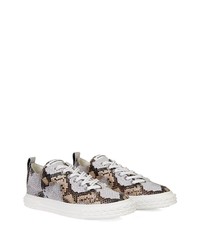 Baskets basses en cuir imprimées serpent grises Giuseppe Zanotti