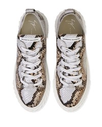 Baskets basses en cuir imprimées serpent grises Giuseppe Zanotti