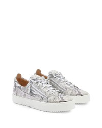 Baskets basses en cuir imprimées serpent grises Giuseppe Zanotti