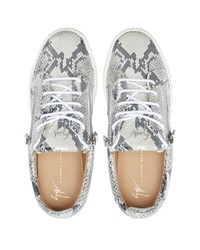 Baskets basses en cuir imprimées serpent grises Giuseppe Zanotti