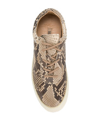 Baskets basses en cuir imprimées serpent marron clair Yeezy