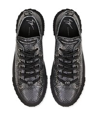 Baskets basses en cuir imprimées serpent noires Giuseppe Zanotti