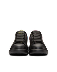 Baskets basses en cuir imprimées serpent noires Alexander McQueen