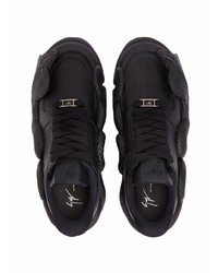 Baskets basses en cuir imprimées serpent noires Giuseppe Zanotti