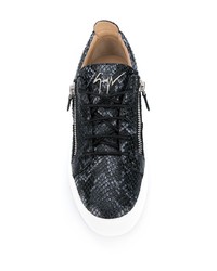 Baskets basses en cuir imprimées serpent noires Giuseppe Zanotti