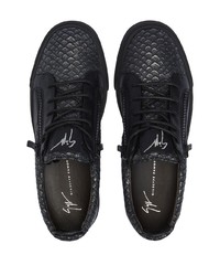 Baskets basses en cuir imprimées serpent noires Giuseppe Zanotti