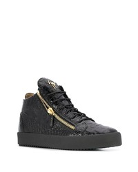 Baskets basses en cuir imprimées serpent noires Giuseppe Zanotti