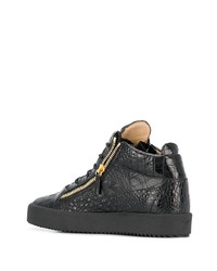 Baskets basses en cuir imprimées serpent noires Giuseppe Zanotti