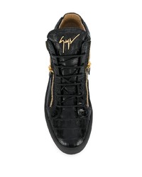 Baskets basses en cuir imprimées serpent noires Giuseppe Zanotti