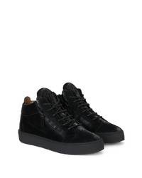 Baskets basses en cuir imprimées serpent noires Giuseppe Zanotti