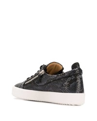 Baskets basses en cuir imprimées serpent noires Giuseppe Zanotti