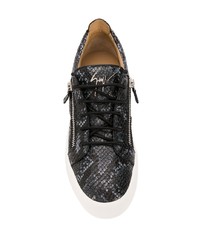 Baskets basses en cuir imprimées serpent noires Giuseppe Zanotti