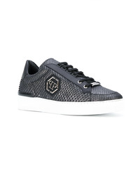 Baskets basses en cuir imprimées serpent noires Philipp Plein