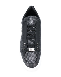 Baskets basses en cuir imprimées serpent noires Philipp Plein