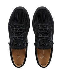 Baskets basses en cuir imprimées serpent noires Giuseppe Zanotti