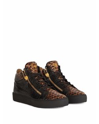 Baskets basses en cuir imprimées serpent noires Giuseppe Zanotti