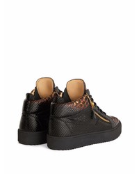 Baskets basses en cuir imprimées serpent noires Giuseppe Zanotti