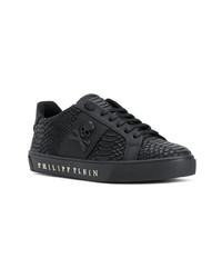 Baskets basses en cuir imprimées serpent noires Philipp Plein