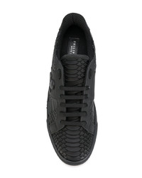 Baskets basses en cuir imprimées serpent noires Philipp Plein