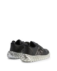 Baskets basses en cuir imprimées serpent noires Giuseppe Zanotti