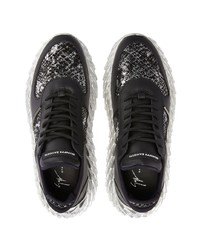 Baskets basses en cuir imprimées serpent noires Giuseppe Zanotti