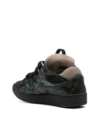 Baskets basses en cuir imprimées serpent vert foncé Lanvin