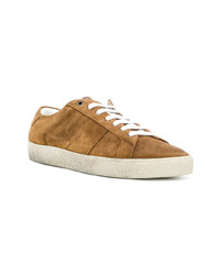 Baskets basses en cuir marron clair Saint Laurent