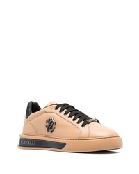 Baskets basses en cuir marron clair Roberto Cavalli