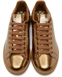 Baskets basses en cuir marron clair Adidas By Raf Simons