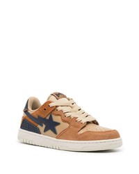 Baskets basses en cuir marron clair A Bathing Ape