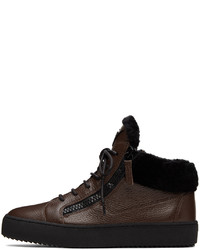 Baskets basses en cuir marron foncé Giuseppe Zanotti