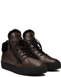 Baskets basses en cuir marron foncé Giuseppe Zanotti