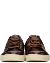 Baskets basses en cuir marron foncé Tom Ford