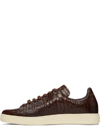 Baskets basses en cuir marron foncé Tom Ford