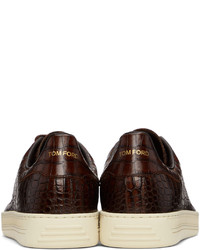 Baskets basses en cuir marron foncé Tom Ford