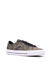 Baskets basses en cuir marron foncé Converse