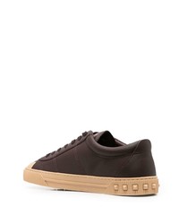 Baskets basses en cuir marron foncé Valentino Garavani