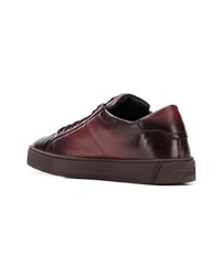 Baskets basses en cuir marron foncé Santoni