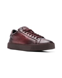 Baskets basses en cuir marron foncé Santoni