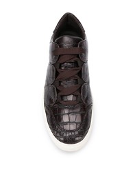 Baskets basses en cuir marron foncé Ermenegildo Zegna XXX