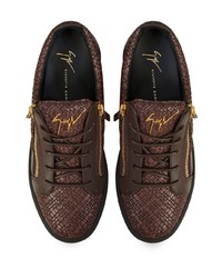 Baskets basses en cuir marron foncé Giuseppe Zanotti