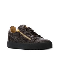 Baskets basses en cuir marron foncé Giuseppe Zanotti Design