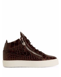 Baskets basses en cuir marron foncé Giuseppe Zanotti