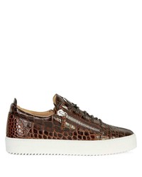 Baskets basses en cuir marron foncé Giuseppe Zanotti