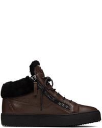 Baskets basses en cuir marron foncé Giuseppe Zanotti