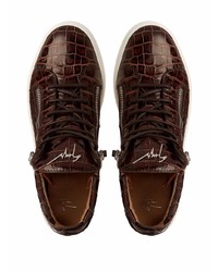 Baskets basses en cuir marron foncé Giuseppe Zanotti