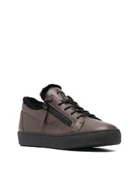 Baskets basses en cuir marron foncé Giuseppe Zanotti