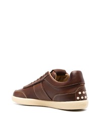 Baskets basses en cuir marron foncé Tod's