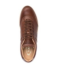 Baskets basses en cuir marron foncé Tod's